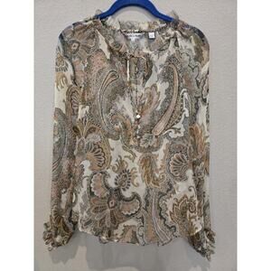 Veronica Beard Antonette Paisley Blouse Women's Size 0 Multicolor Long Sleeve